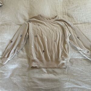 Beige Sweatshirt with skiiers embroidered
